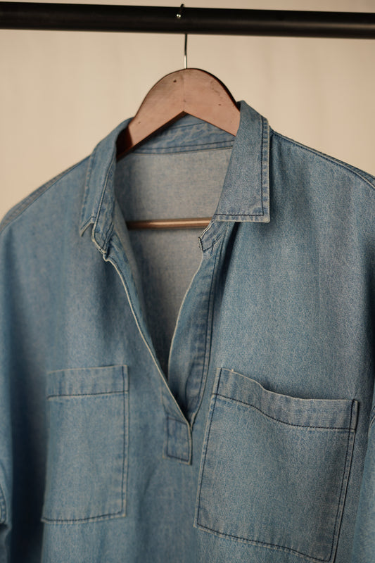 The Pocket Play Denim Shirt (Light Blue)