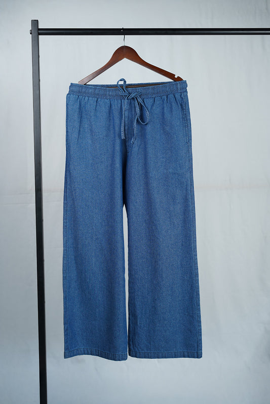 The Drawstring Denim Trouser (Dark Blue)