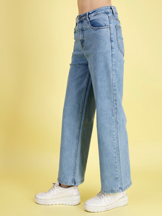 Elegant Blue Wide Leg Jeans