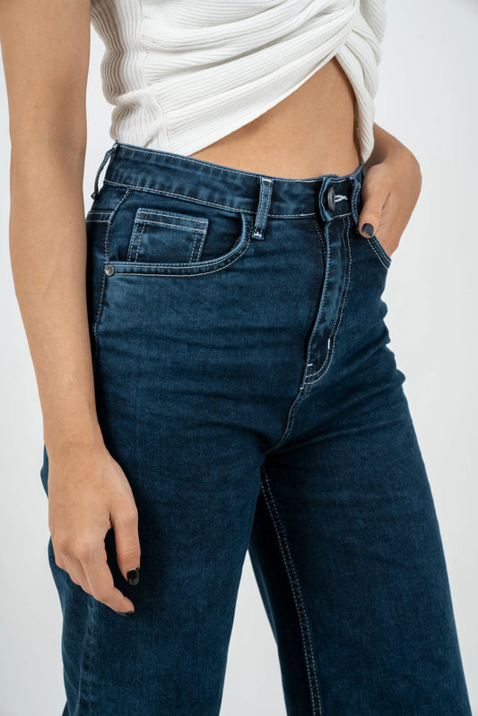 Stylish Side Flit Wide Leg Jeans