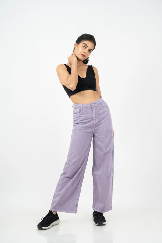 Coloured Denim Wide Leg Jeans