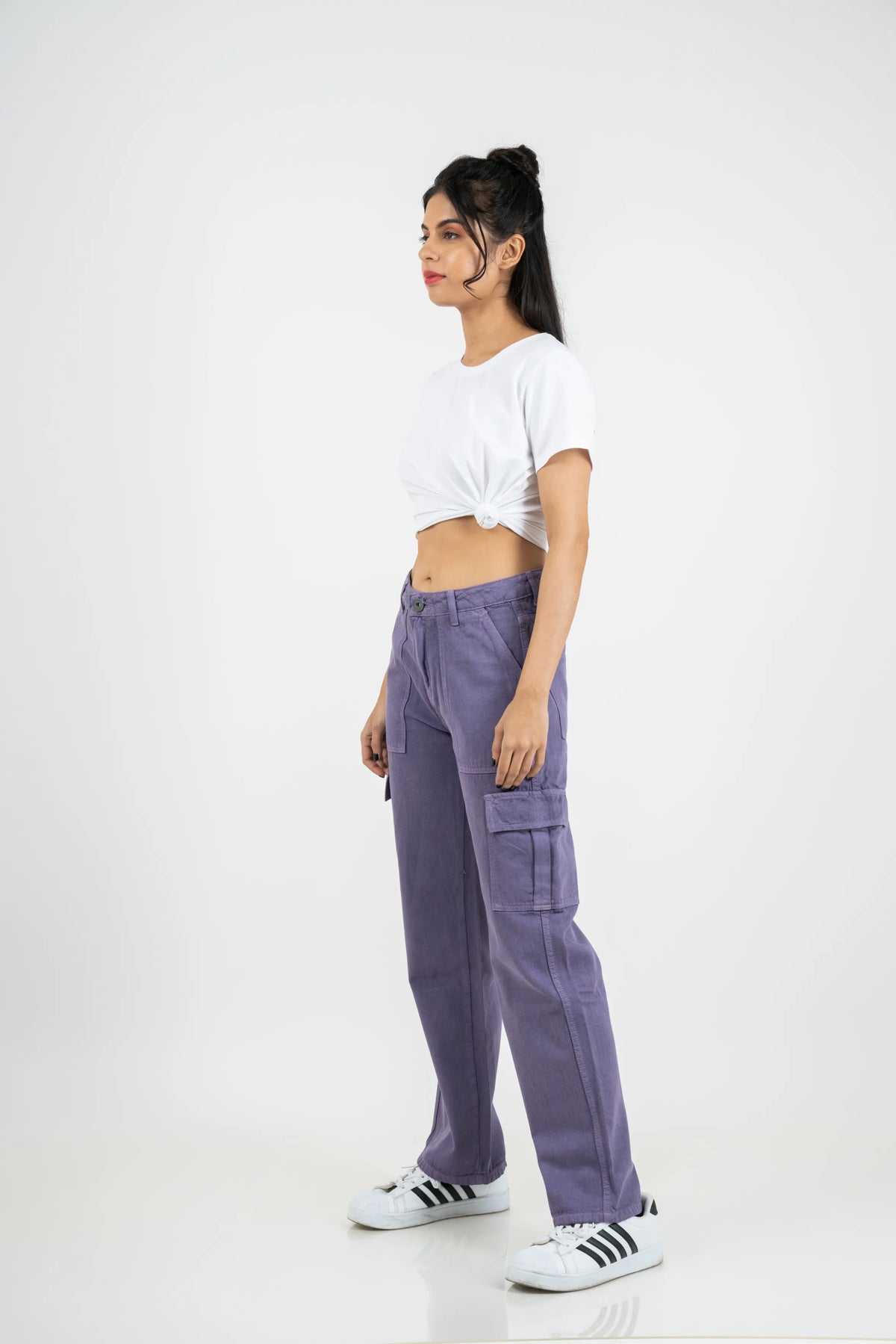 Timeless Street Style Purple Cargo Jeans