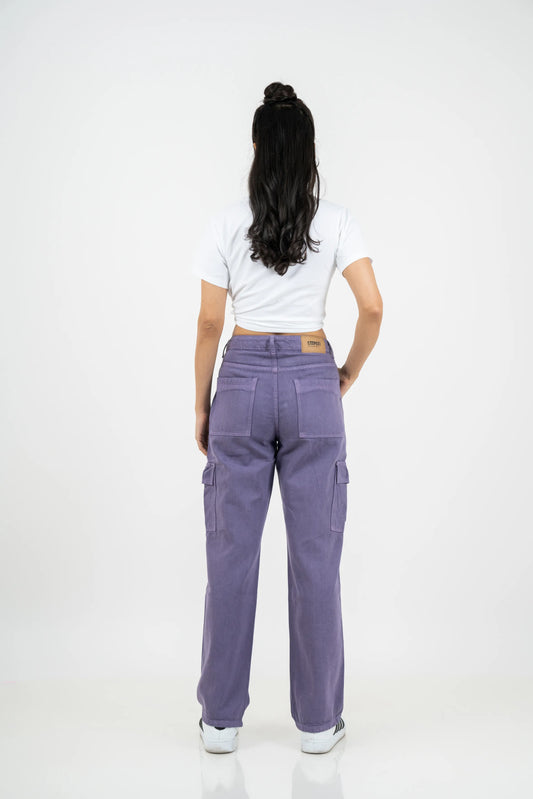 Timeless Street Style Purple Cargo Jeans