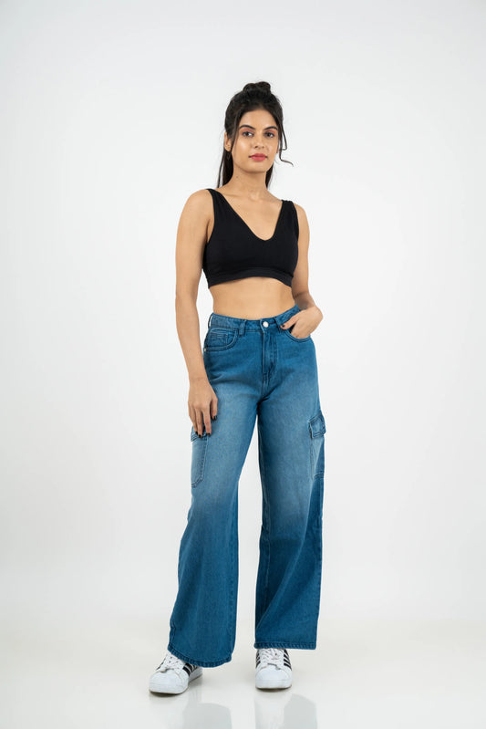 Urban Denim Classic Fit Wide Leg Jeans