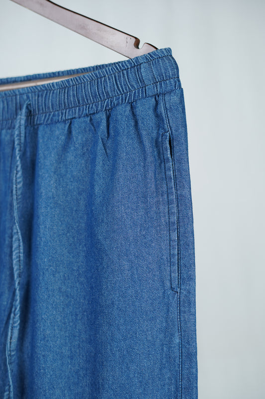 The Drawstring Denim Trouser (Dark Blue)