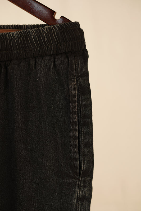 The Drawstring Denim Trouser (Black)