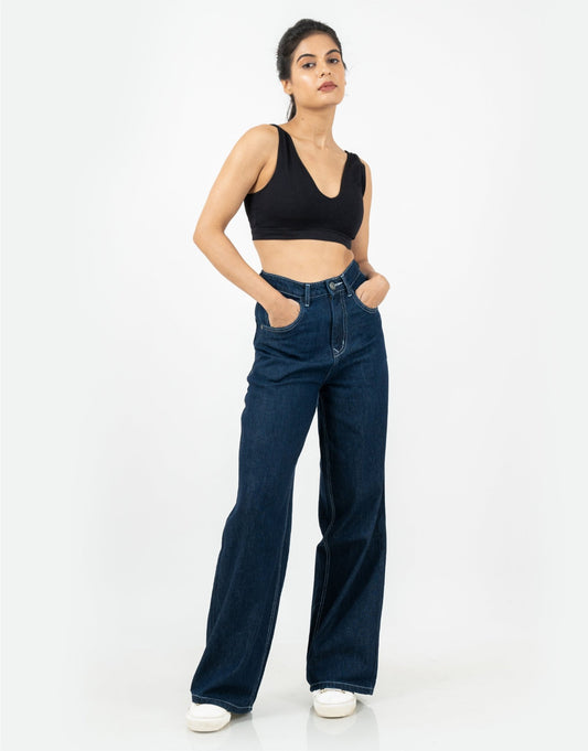 Indigo Allure Wide-Leg Jeans