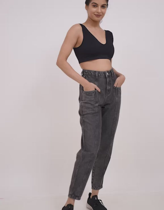 Vintage Faded Black Mom Fit Jeans