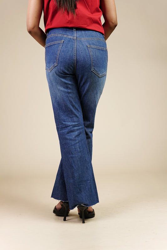 Raw Hem Flare Jeans